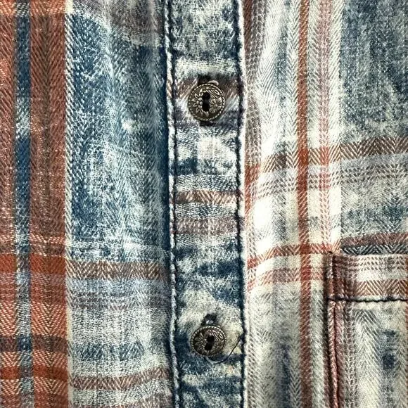 Soft Surroundings 100% Cotton Plaid Long Tunic Top with Pockets Blue & Orange XL - Picture 6 of 13